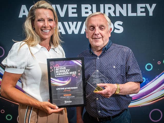 The climax of the evening was the Lifetime Achievement Award for someone who has shown a commitment of at least 20 years to sport and active lifestyles, won by football referee Stuart, who has been involved in the game at all levels for more than 60 years.

Over the decades, he progressed his career until officiating at Football League Youth Lions Under-21s matches from 1985 until recently. His claim to fame includes refereeing a Lancashire Youth League game - Manchester United vs Bury - when he made it into the tabloid press for cautioning Sir Alex Ferguson for dissent!

Stuart has refereed in the Lancashire Amateur League for over 40 years, and in 2018 was appointed LAL president. He has also been president of the Burnley Referees’ Association, manager of Brunlea Juniors and the fourth official at Burnley FC’s Turf Moor ground many times and is well known for being an avid Burnley FC fan. 

The judges said: “Stuart has been instrumental in coaching and training new referees for future generations, and as he reaches a ripe old age and his career will be coming to an end in the near future, this is the perfect year to recognise his dedication to refereeing and football over the last 61 years.”