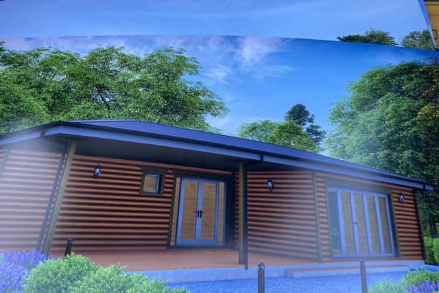 Proposed appearance of timber clad containers which will become holiday lodges