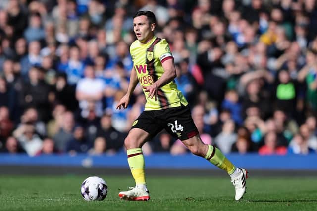 LIVERPOOL, ENGLAND - APRIL 06: Josh Cullen of Burnley during the Premier League match between Everton FC and Burnley FC at Goodison Park on April 06, 2024 in Liverpool, England. (Photo by Matt McNulty/Getty Images) (Photo by Matt McNulty/Getty Images)