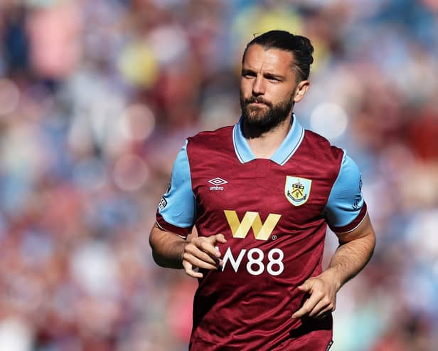 BURNLEY, ENGLAND - MAY 19: Jay Rodriguez of Burnley during the Premier League match between Burnley FC and Nottingham Forest at Turf Moor on May 19, 2024 in Burnley, England. (Photo by Matt McNulty/Getty Images)