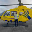 Zac Bonny visits North West Air Ambulance base to thank the crew that saved his life.