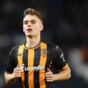 HULL, ENGLAND - JANUARY 06: Scott Twine of Hull City during the Emirates FA Cup Third Round match between Hull City and Birmingham City at MKM Stadium on January 06, 2024 in Hull, England. (Photo by Matt McNulty/Getty Images)