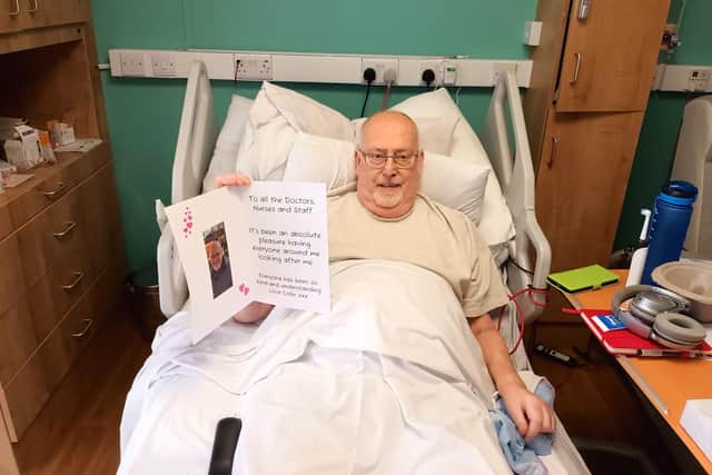Colin sent a Moonpig card to staff at the hospice to say 'thank you'.
