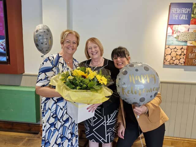 Beryl Towne who is retiring as  regional manager with Altham's Travel (left) with Karen Mason (Director) and Sandra McAllister (Managing Director)