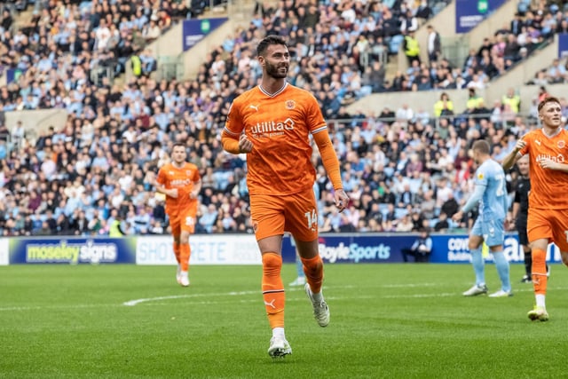 The striker scored Blackpool's equaliser in their 2-1 win against Coventry City at the CBS Arena.