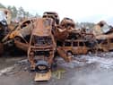 Devastated vehicles in Ukraine