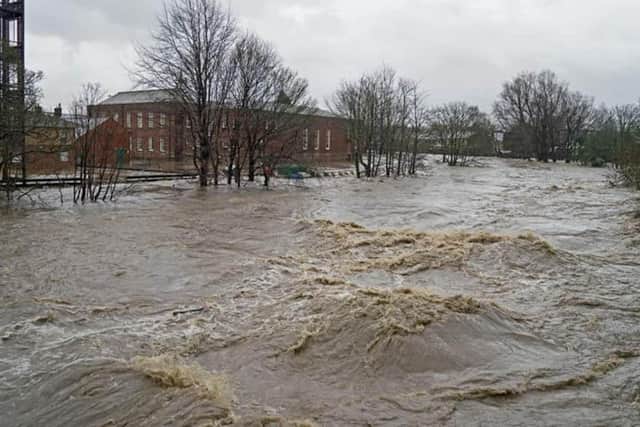 The River Calder burst its banks during the height of the Boxing Day floods in Padiham