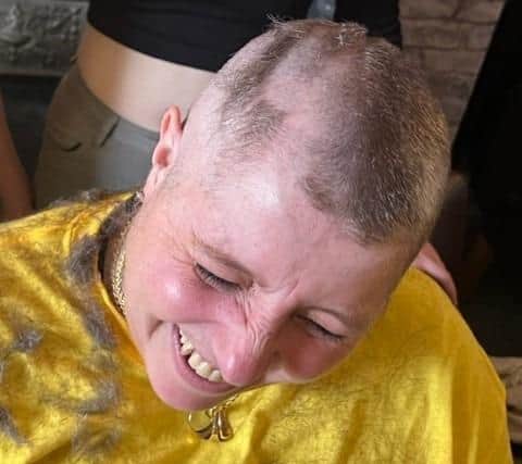 Burnley mum Cheryl Wood braving the shave in aid of Pendleside Hospice.