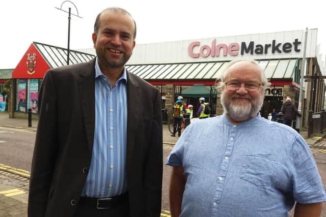 Councillor Asjad Mahmood, Pendle Council leader, and Councillor David Whipp, deputy leader and chairman of Colne Market Hall Working Group