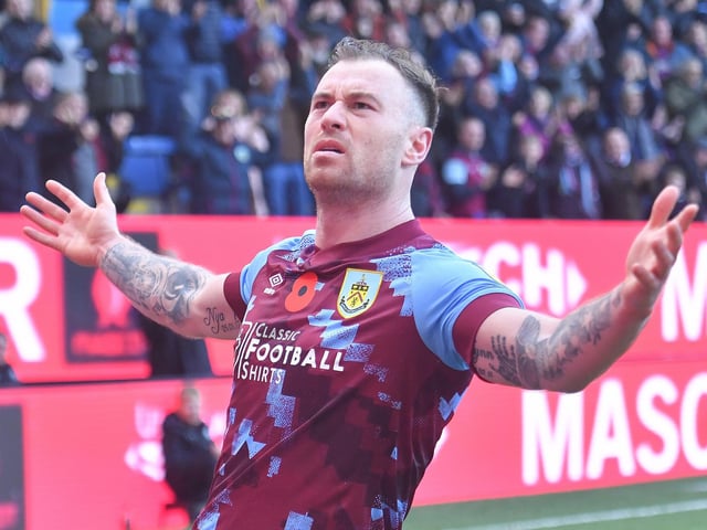 Burnley's Ashley Barnes celebrates scoring his team’s opening goal
The EFL Sky Bet Championship - Burnley v Blackburn Rovers - Sunday 13th November 2022 - Turf Moor - Burnley