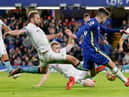 Burnley's English defender Charlie Taylor (L) vies with Chelsea's US midfielder Christian Pulisic during the English Premier League football match between Chelsea and Burnley at Stamford Bridge in London on November 6, 2021.