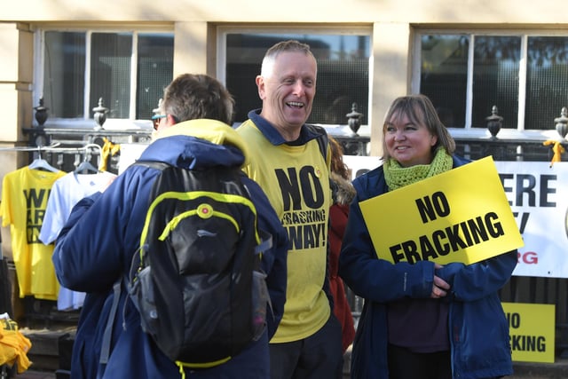 Anti fracking protestors outside Lancashire County Council