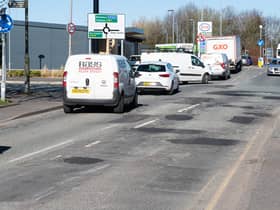 The fixed potholes on Burnham Gate, Burnley which has left the road in a mess. Resurfacing work is to be carried out in June