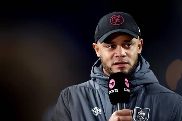 BURNLEY, ENGLAND - JANUARY 12: Vincent Kompany, Manager of Burnley, speaks to the media prior to the Premier League match between Burnley FC and Luton Town at Turf Moor on January 12, 2024 in Burnley, England. (Photo by Naomi Baker/Getty Images)