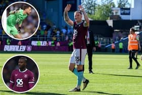 Ashley Barnes and Axel Tuanzebe, inset bottom, are in discussions about a new deal but Martin Dubravka, inset top, has been released 