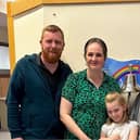 Jade Rees (centre) with her husband David and daughters Lacey and Alice at Royal Preston Hospital.