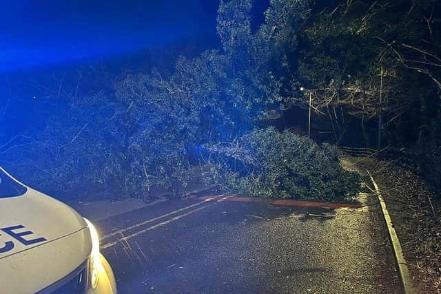 Whalley Road in Read - where it meets Burnley Road - was closed in both directions due to a fallen tree blocking the road