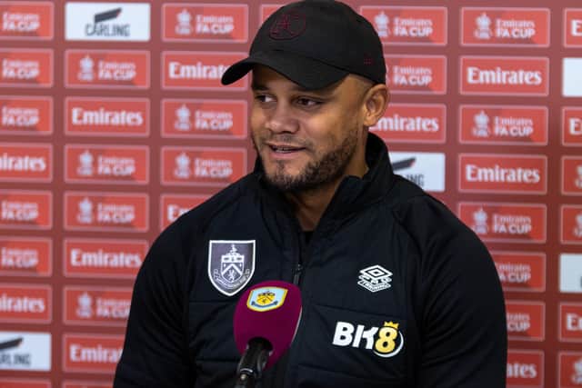 Vincent Kompany speaks to the media ahead of the Emirates FA Cup tie with Fleetwood Town. Photo: Kelvin Stuttard