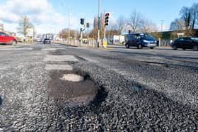 Potholes on Centenary Way, Burnley. Photo: Kelvin Lister-Stuttard