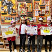 Some of the 5,000 children who were invited to take part in a design a crown competition as part of the King's coronation day celebrations in Nelson