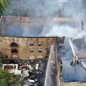 Arial footage was able to identify how effective the water jets were applying water onto the fire, and spotted a burning gas pipe within the building,