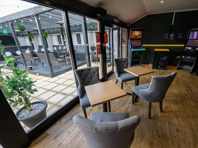 A shot of the interior of the newly refurbished The New Mr Green's, looking onto the rooftop terrace