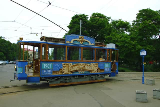 Traditional Riga Tram still in operation, Latvia