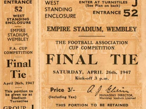 The 1947 FA Cup final ticket for sale.