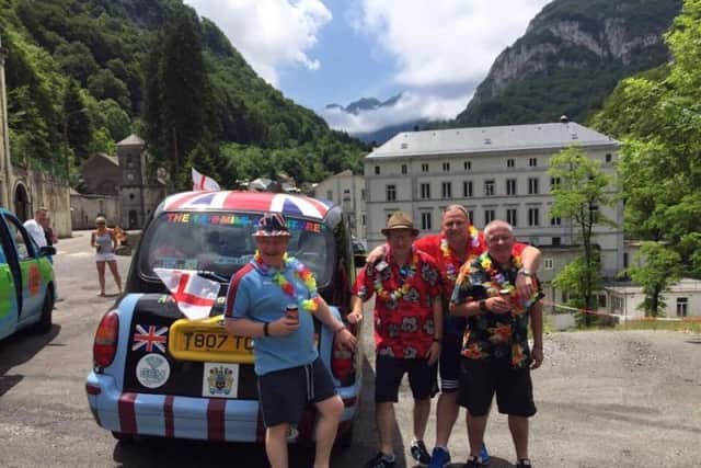 A pit stop in the Pyrenees for some of the Lancashire Lads in their Benidorm or Bust challenge.