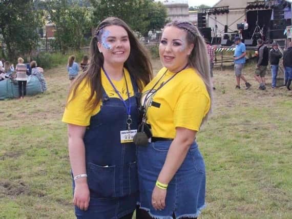 Heidi Dugdale (left) and her friend Jade Stockburn pose for a picture at the second Dugfest family festival they organised in honour of Heidi's brother, Joshua, who died two years ago.