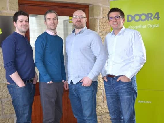 From left to right are Door4s Sean Dwyer (Head of Operations), Mark Appleton (new Head of Digital), James Firminger (new Lead Developer) and Managing Director Leon Calverley.