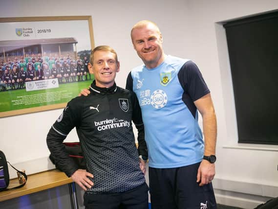 Scott Cunliffe (left) with Burnley FC manager, Sean Dyche.