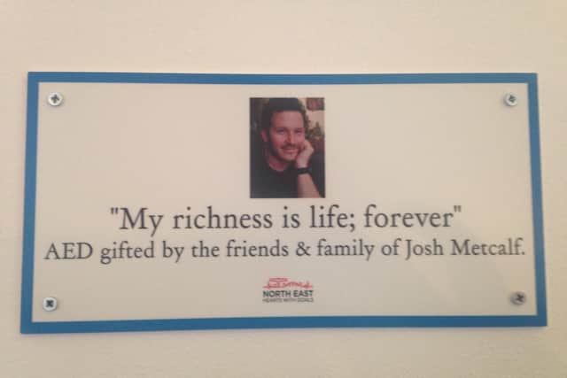 The plaque in Josh's memory.