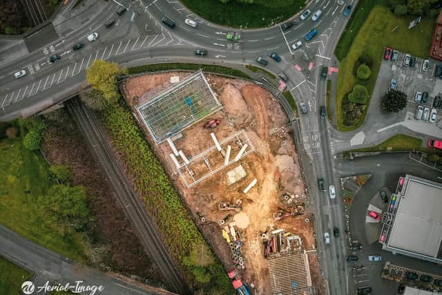 This striking overhead view of the site shows the size of the development and how it is finally taking shape.