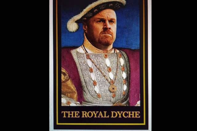 The Royal Dyche sign that will hang from the front of the Burnley pub