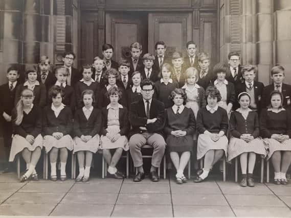 Nelson Grammar School class photo of 2Y from the early 1960s with their teacher, Mr John Holland.