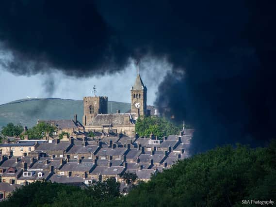 The fire can be seen above Colne. Photo: S & A Photography