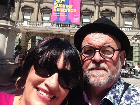 Michael and Dawn in front of the Royal Academy of Arts where his painting is part of the 250th anniversary exhibition.