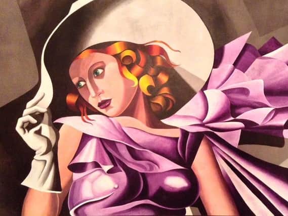 This painting is copied for a work by artist Tamara Di Lempicka but Michael created it with his daughter Abigail's face