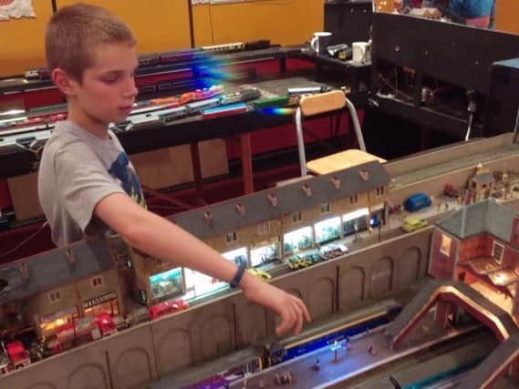 11-year-old Ryan Barker at the Burnley Model Railway Exhibition.