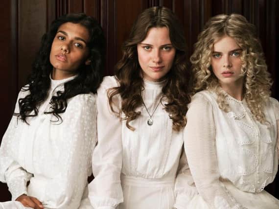 Marion Quade (Madeleine Madden), Miranda Reid (Lily Sullivan), and Irma Leopold (Samara Weaving) mysteriously disappear in Picnic at Hanging Rock