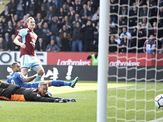 Chris Wood scores against Leicester City
