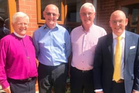 (From left): Bishop Julian Henderson, David Barlow, Canon John Dell, and Canon Graeme Pollard.