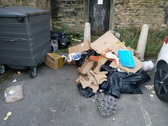 The fly-tipped waste on the Yorkshire Street Medical Centre car park.