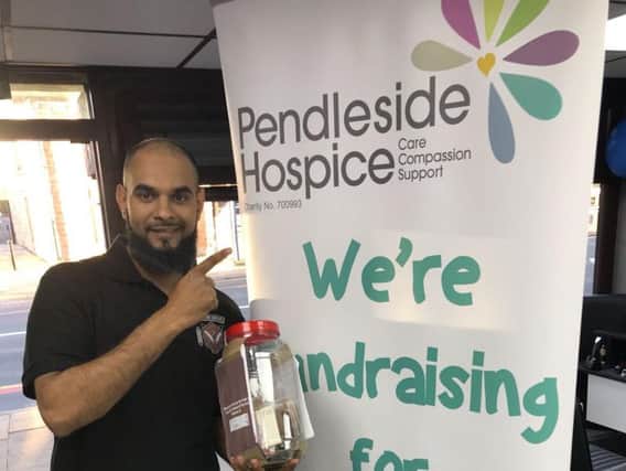 Atty pictured sporting his new look after his headshave for Pendleside Hospice.