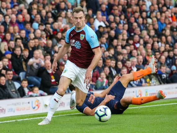 Clarets striker Ashley Barnes in action in the Europa League third qualifying round second leg tie against Istanbul Basaksehir at Turf Moor