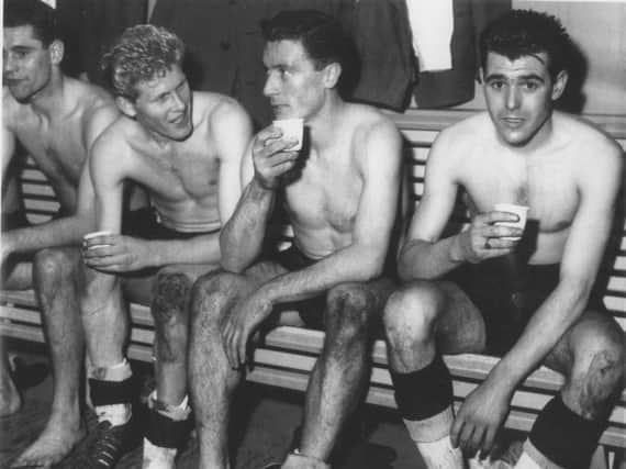 Burnley greats, from the left, Jimmy Robson, Ray Pointer, Jimmy McIlroy and John Connelly, pictured arounnd the time of the club's 1959-60 First Division championship title win