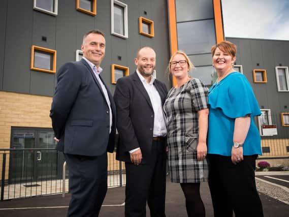 (From left) Anthony Duerden, Chief Executive of The Calico Group; Phil Jones, Group Head of Skills, Employability, and Enterprise; Kate Heelas, Independent Living Service Manager; and Nicola Crompton-Hill, Director of Acorn Recovery Projects.