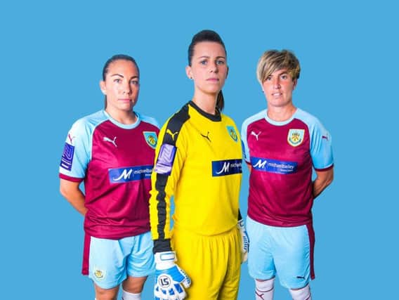 Sarah Greenhalgh, Lauren Bracewell and Justine Wallace in the new kit