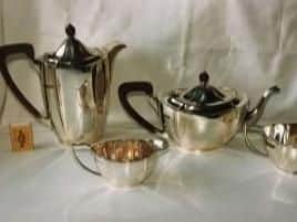 The silver tea set that was stolen in the raid at Waterside, Colne.